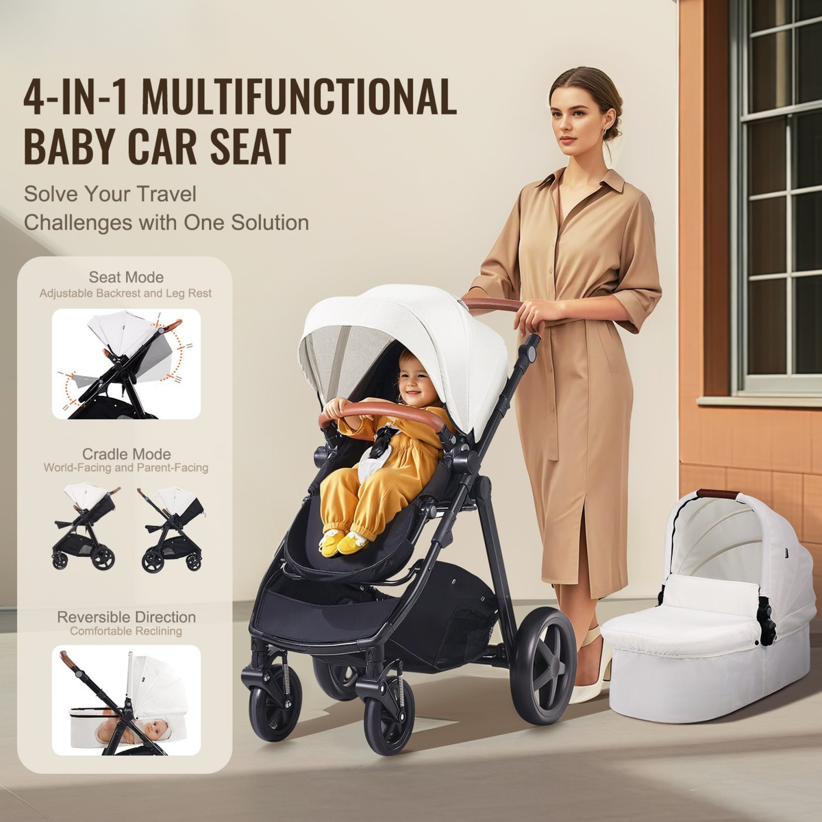 WinnyBabi™ GlideNest 2-in-1 Travel Stroller