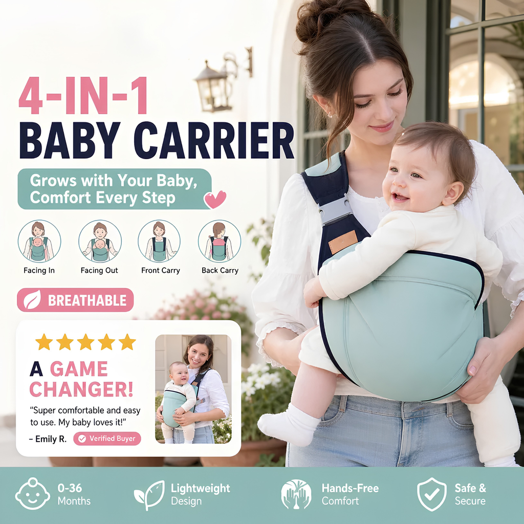 WinnyBabi™ AirHug 4-in-1 Breathable Baby Carrier