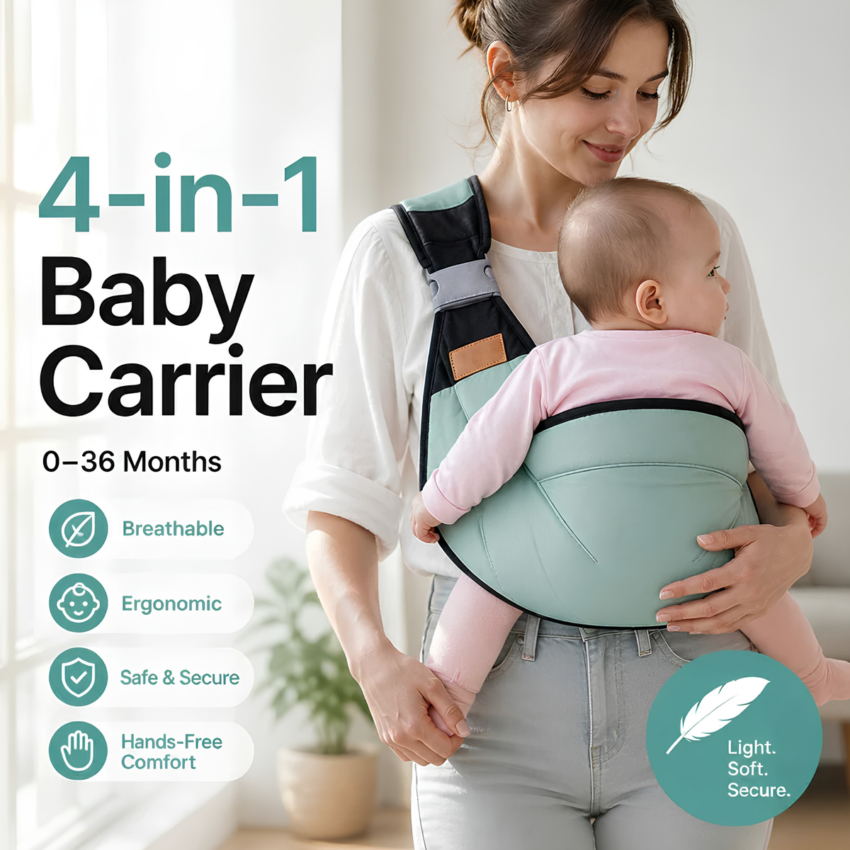 WinnyBabi™ AirHug 4-in-1 Breathable Baby Carrier