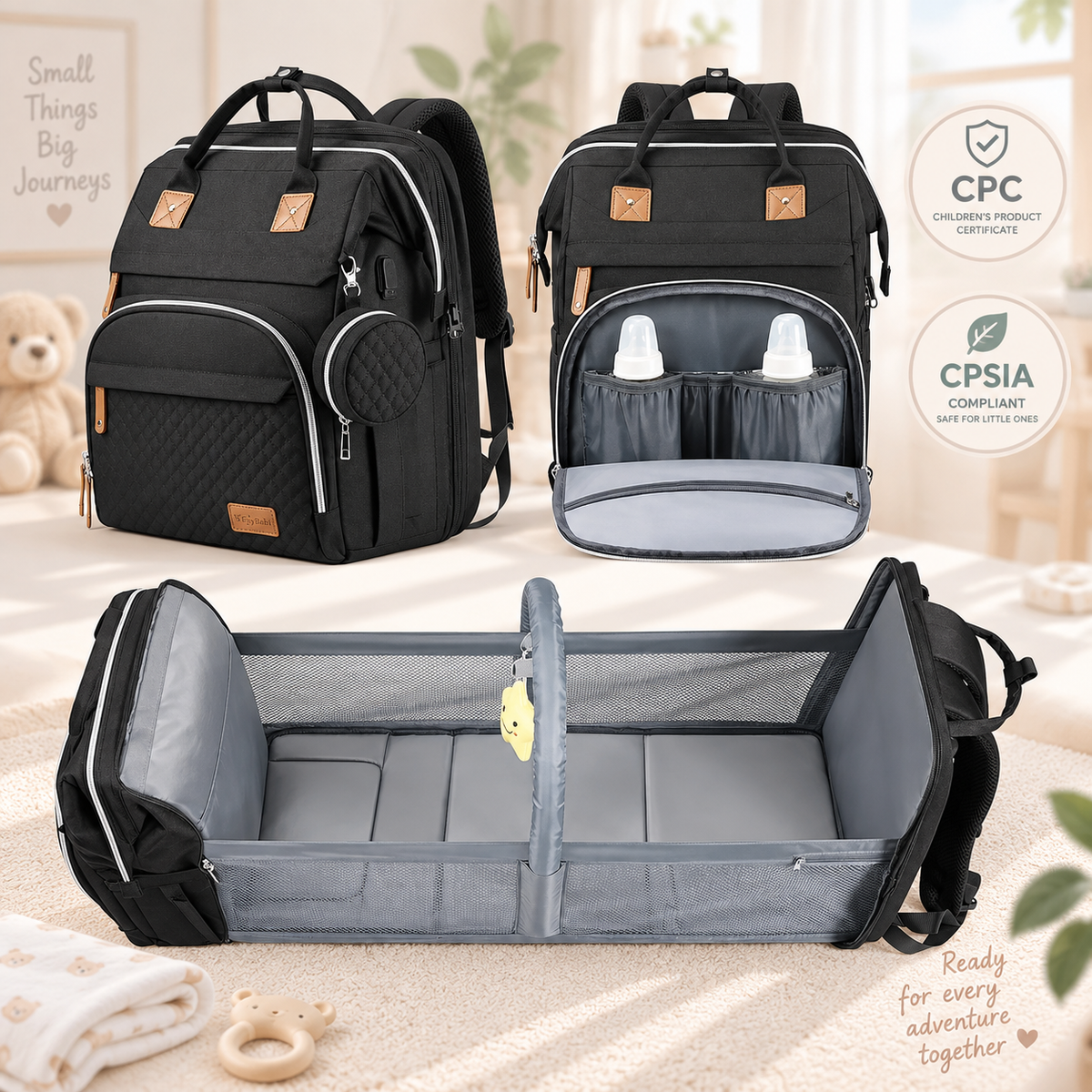 WinnyBabi™ GoNest 5-in-1 Diaper Backpack - Pack The Day.