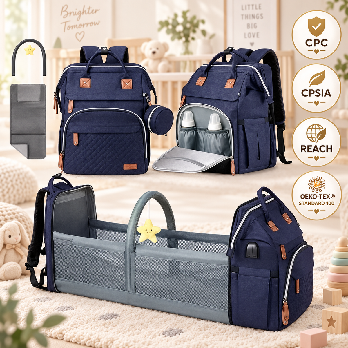 WinnyBabi™ GoNest 5-in-1 Diaper Backpack - Pack The Day.
