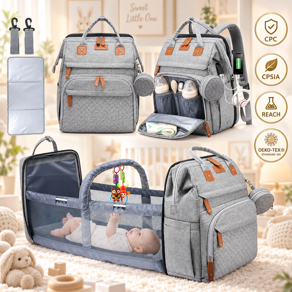WinnyBabi™ GoNest 5-in-1 Diaper Backpack - Pack The Day.