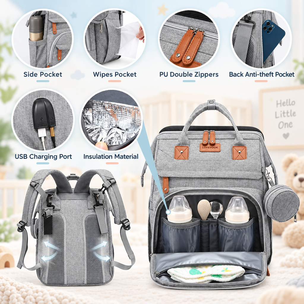 WinnyBabi™ GoNest 5-in-1 Diaper Backpack - Pack The Day.