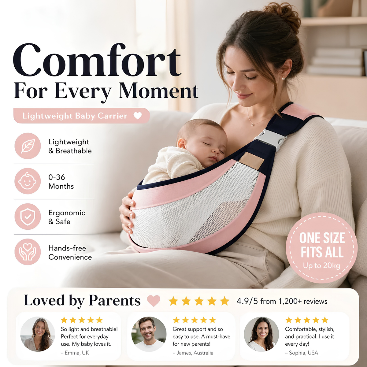 WinnyBabi™ AirHug 4-in-1 Breathable Baby Carrier