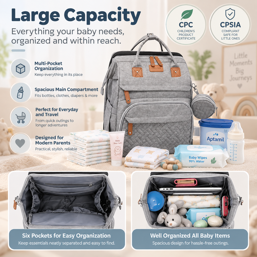WinnyBabi™ GoNest 5-in-1 Diaper Backpack - Pack The Day.