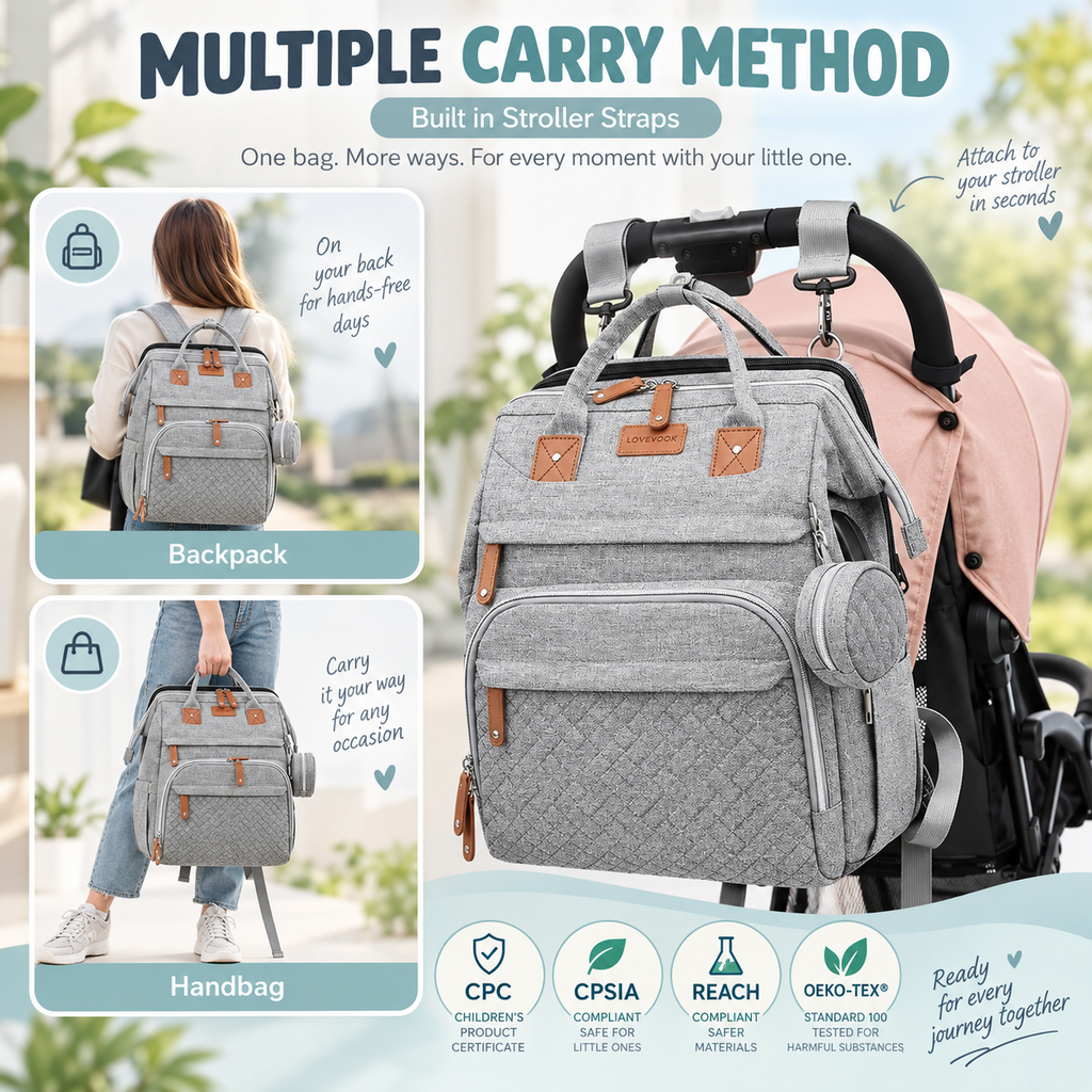 WinnyBabi™ GoNest 5-in-1 Diaper Backpack - Pack The Day.